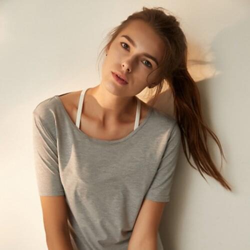 Summer Women Jogging Yoga Fitness Dancing Tops T-Shirts Thermal Short Sleeves Top Tees Backless Ballet Dance