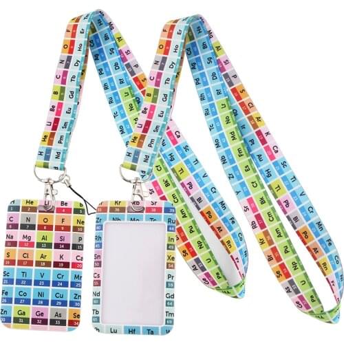 LT30 Chemistry Periodic Table of Elements Lanyard Credit ID Badge Holder Key Rings Student Travel Bank Bus Card Cover Keychain