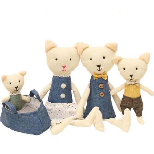Cute cat stuffed animal toys kids gift cat parents 29cm child 18cm and cat baby 13cm plush dolls