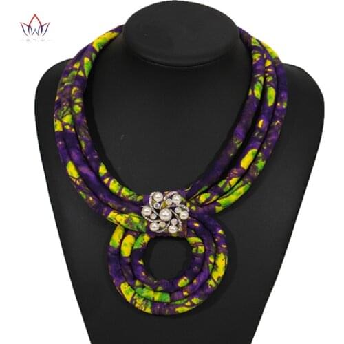 Fashion African Print Necklace Ankara Print Necklace African Ethnic Handmade Jewellery African Fabric Jewellery For Women WYB111