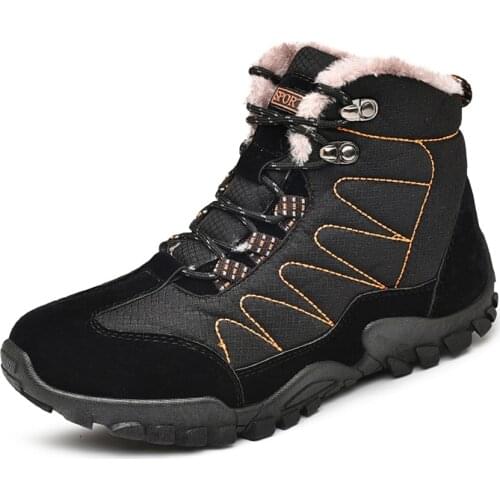 Men Hiking Boots Waterproof Winter Keep Warm Trekking Shoes Non-Slip Rubber Sole Male Comfortable Anti-Collision Big Size 38-46