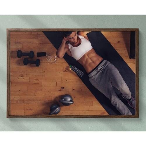 B006 Abdominal Curl Training Fitness Bodybuilding Women Sexy Beautiful Strong Wall Sticker Silk Fabric Poster Art Indoor Decor