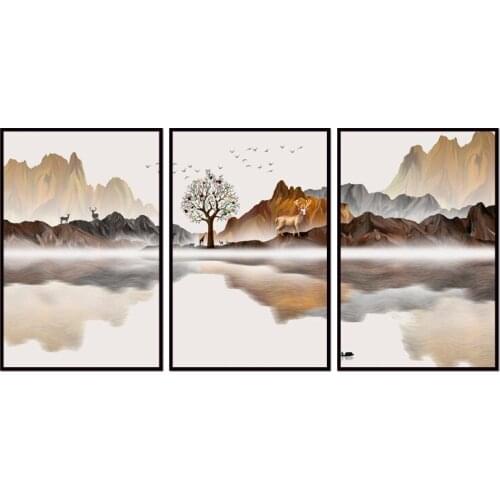 Wholesale Elk Landscape Series Paintings Wall Art Home Decoration framed Canvas Painting For Living Room 12YM-A-750