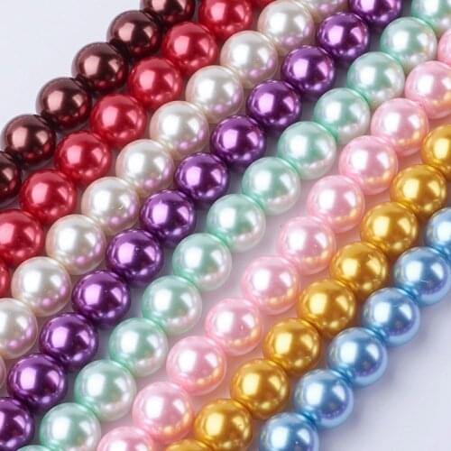 Pandahall 20 Strand 4/6/8/10/12mm Round Glass Pearl Beads Strands for jewelry making diy necklace bracelet, Mixed Color F80