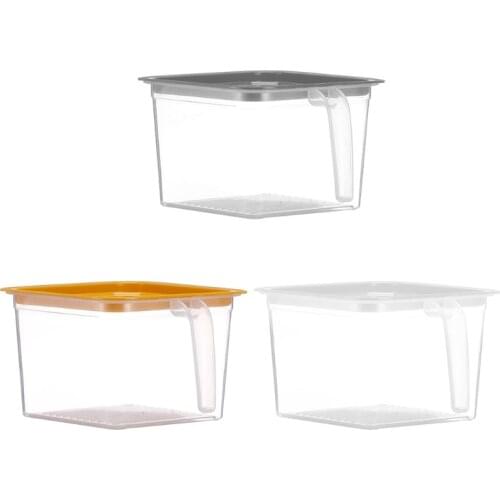 Plastic Clear Food Storage Box Container with Lid Handle Kitchen Refridgerator Desk Cabinet Fridge Crisper Organizer K0AB