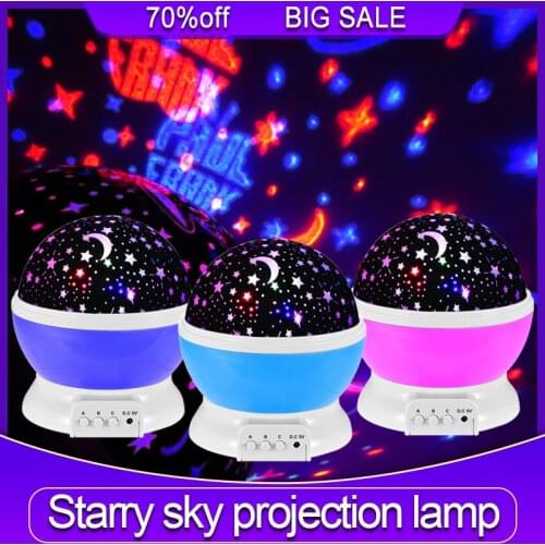LED Starry Sky Projector Projection Lamp Galaxy Rotating Night Light Childrens Bedroom Moonlight Planetarium Interio Decoration