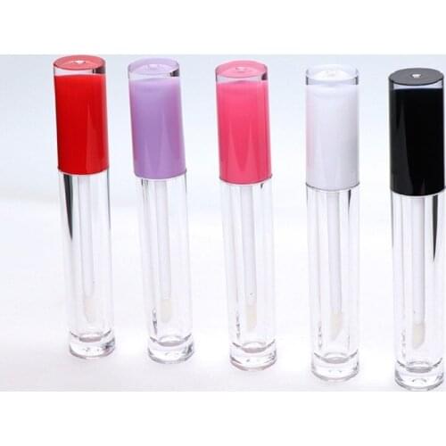 Empty 5ML Lipgloss Tubes Round Pink Purple Red White Clear Cosmetic Lip Gloss Containers Makeup Lip Gloss Wand Tubes 50pcs/lot