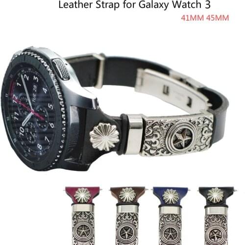 Leather Watch Strap for For Samsung Galaxy Watch 3 41/45mm Replacement Watch Band for Galaxy Watch 3