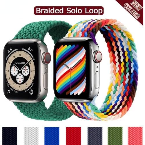 Braided Solo Loop Strap For Apple Watch Band 44mm 40mm 42mm 38mm 44 mm Nylon Elastic Fabric Bracelet iWatch Serie 3 4 5 SE 6 44
