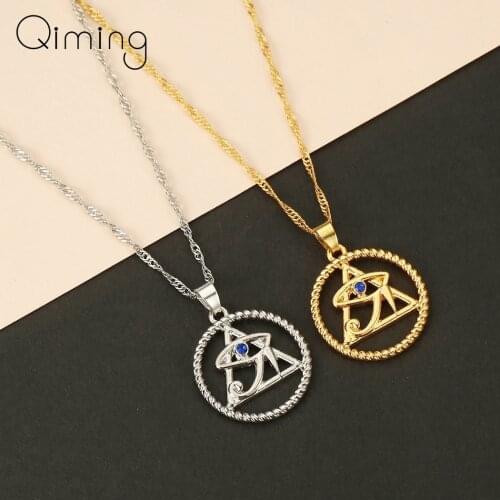 Silver Egyptian Ankh Necklace Evil Eye Triangle Geometric Cletic Jewelry Women Men Vintage Fashion Necklaces Dropship