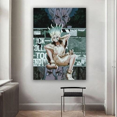 Nordic Canvas Painting Poster Printed Anime Dr.STONE Ishigami Senku Shishio Tsukasa Pictures Home Decoration Living Room