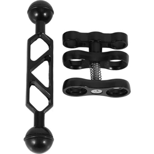 Aluminum Alloy Scuba Diving Light Torch Dual Ball Joint Arm And 2 Butterfly Clip Clamp Mount For Underwater Photography Camera