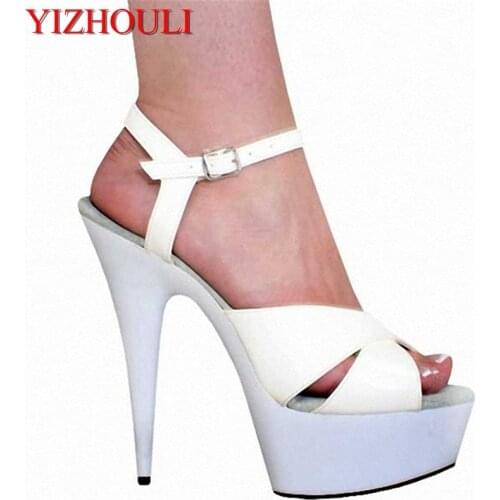 15cm High-Heeled Shoes fashion Sexy clubbing Performance Sandals 6 Inch Heels Crystal Womans Platform Model Shoes