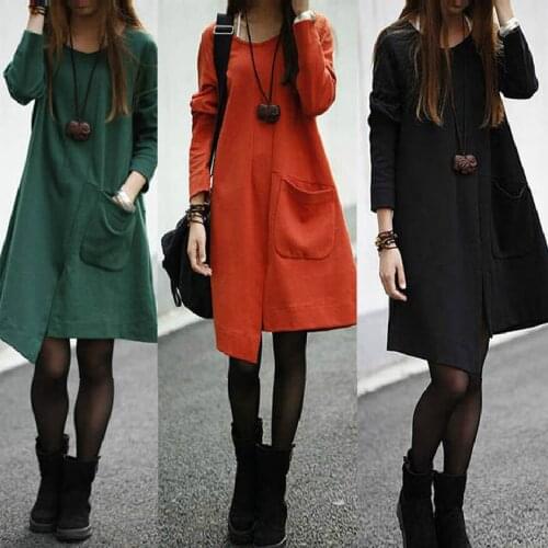 Spring Autumn Cotton Patchwork Asymmetric Maternity Dresses for Pregnant Women Long-sleeved Dress Pregnancy Clothes