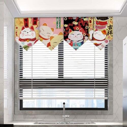 Japanese Lucky Cat Feng Shui Hanging Curtain Triangular Hanging Flag Short Half Curtain Sushi Restaurant Decoration Curtain