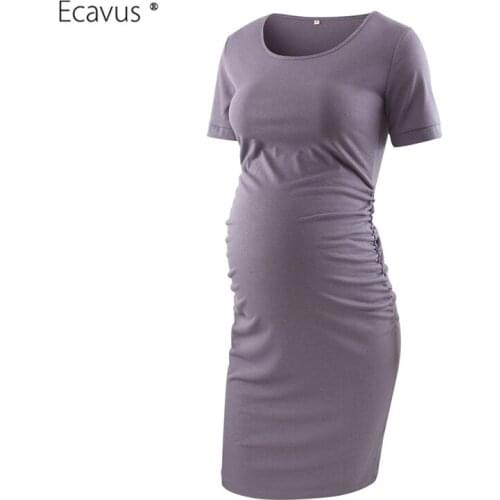 Womens Maternity Cotton Short Sleeve Summer Casual Maternity Dresses Pregnant Clothes Pregnancy Dress Knee Length Fittes Bodycon