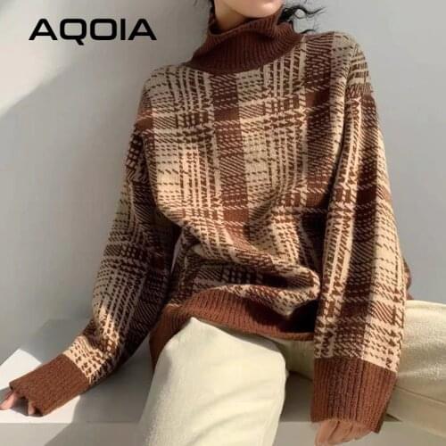 Korean Oversize Knit Women Pullover Turtleneck Plus Size Womens Sweater Long Sleeve Loose Sweaters 2020 Winter Female Clothing