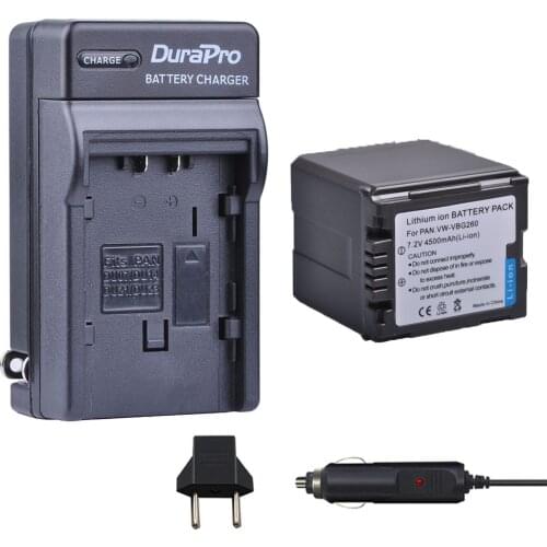 1pc 4500mAH VW-VBG260 VW VBG260 Battery + Car Charger For Panasonic HDC-SD3 HDC-SD5 HDC-SD7 VDR-D310 VDR-D50 VDR-D51 SDR-H200