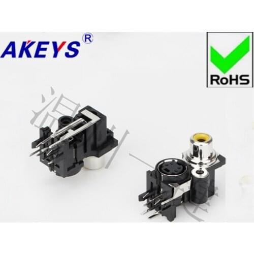 10 PCS RCA Audio Combination S Terminal 4 Core AV with Core Socket 8 Foot Band Fixed Hole 2 Fixed Foot AV-mdc-409