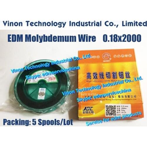 5 Spools) 0.18mm*2000meters Molybdenum Wire (Guangming brand) for High-speed wire-cut edm JDC molybdenum wire 5spools=10,000mtr