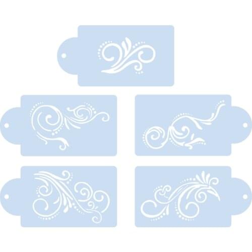 5pc Cake Rim Spray Pattern Template Decoration DIY Graffiti Drawing Template Bullet Journal Stencils Reusable