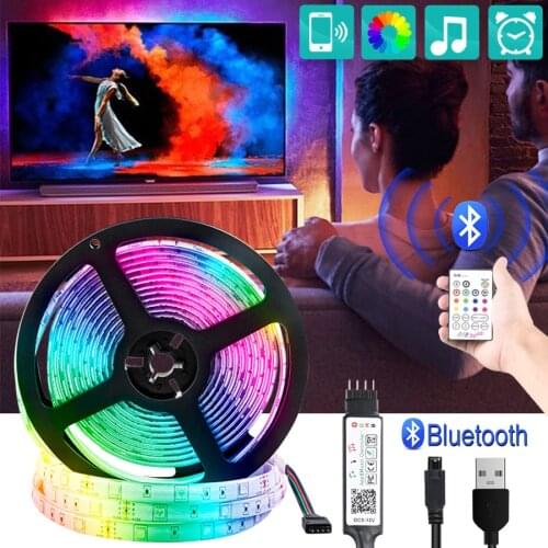 5V USB RGB LED Lights Strip 5050 Bluetooth Controller Kitchen Light Closet Under Cabinet Light Bedroom Night Lamps TV Backlight