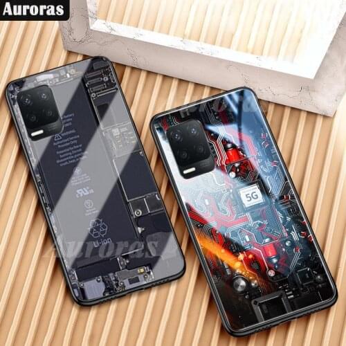 Auroras For Realme 8 Case Explorer Painted Tempered Glass Cover For Realme 8 Pro Shockproof Hard Cases
