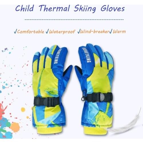 Honeyking Children Warm Winter Ski Gloves Outdoor Sports Mitten Thickened Cold Weather Gloves Windproof Winter Snowboard Gloves