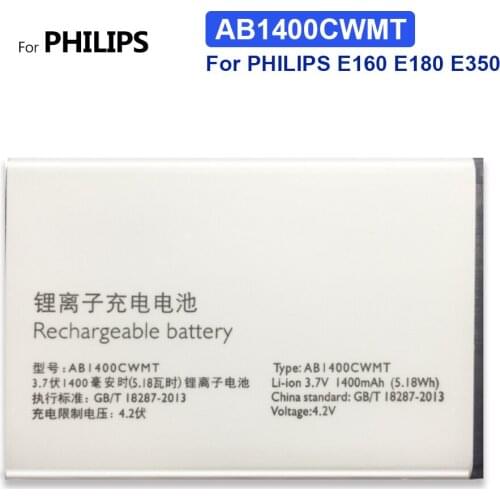 For PHILIPS E160 E180 E350 Mobile Phone Replacement Battery AB1400CWMT 1400mAh