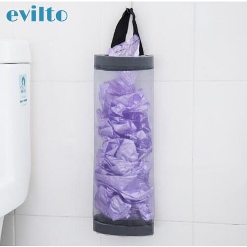 Home Hangable Garbage Bag Wall Mount Mesh Plastic Storage Bag Holder Dispenser Kitchen Hanging Sundries Trash Bag Organizer
