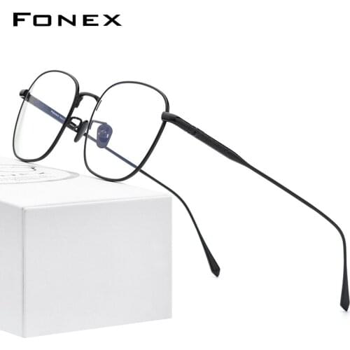 FONEX Pure Titanium Eyeglasses Frame Men Square Eyewear 2020 New Fashion Male Optical Myopia Prescription Glasses Frames 8560