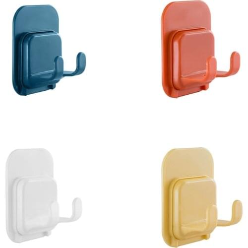 H7JB 4Pcs/Set Plastic Adhesive Wall Hooks Shaver Razor Holder Stand Utility Shower Storage Rack Power Plug Organizer Hanger