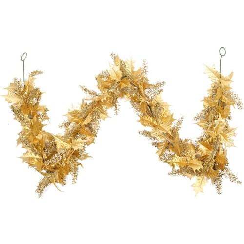 Artificial Plants Golden Leaf Rattan Decorations Garland Hand String Lights Red Home Accessories 9 Ft Christmas Sorghum Bracelet