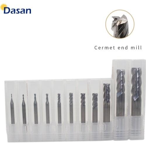 1pc End Mill 1mm 1.5mm 2.5mm 3mm 4 5mm 6mm 8mm 10mm 12 2Flute 4F Cermet flat end mills router bit cnc lathe milling cutter tool