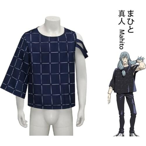 Jujutsu Kaisen Mahito Cosplay Costume Anime Uniform Dark Blue T-shirt Top Unsex Halloween Cosplay Outfits