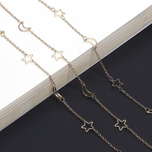Metal Moon Eyeglass Chains Women Sunglasses Holder Necklace Reading Glasses Non-slip Lanyard Gold Plated Eyewear Accessories