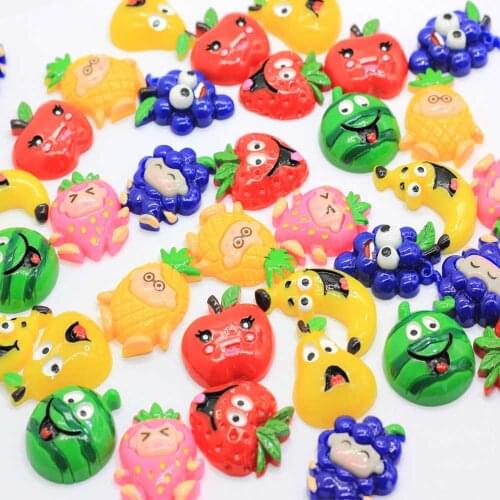 Lovely Cartoon Grimace Fruit Flatback Resin Cabochons Kawaii Strawberry Grape Apple Banana Cartoon Fruit Embellishments