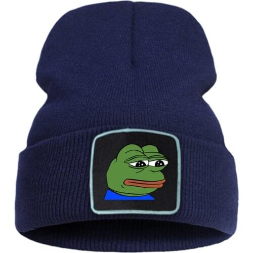 Sad Frog Cartoon Kawaii Fashion Caps Casual Wool Outdoor Knitted Cap Thick Unisex Hedging Hat Foldable Sports Beanie Hats