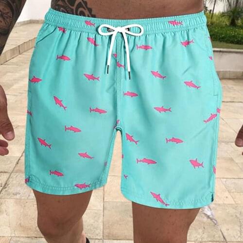Pockets Shark Printing Mens Beach Shorts Waist belt Swimsuits Mens Running Sports Surffing Shorts Swimming Pants Plus Size 3XL