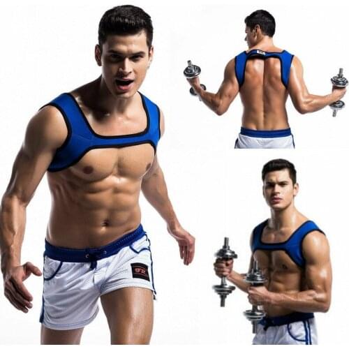 Mens Tracksuit Set Handsome Exercising Workout Mens Harness Fitness Sport Shoulder Strap Muscles Protector Sweat Suits
