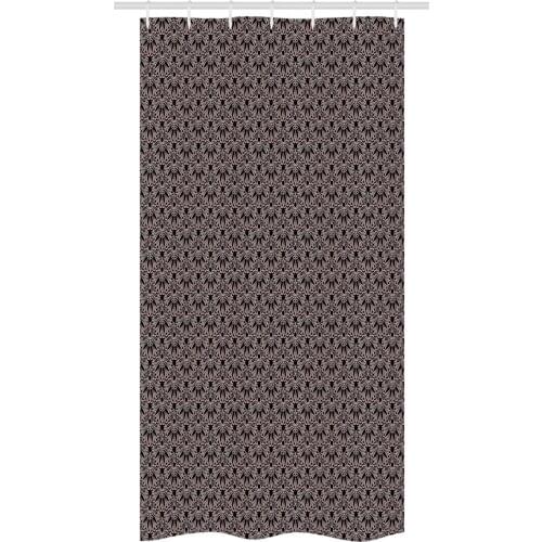 Lace Style Shower Curtain Set Vintage Romantic Intricate Motifs Waterproof Fabric Narrow Bath Curtain Bathroom Decor with Hooks