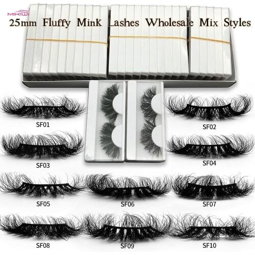 Mikiwi Wholesale Fluffy Messy False Lashes 25mm Mink Lashes Fluffy Wholesale Mink 3d Lashes Dramatic Eyelashes Mink