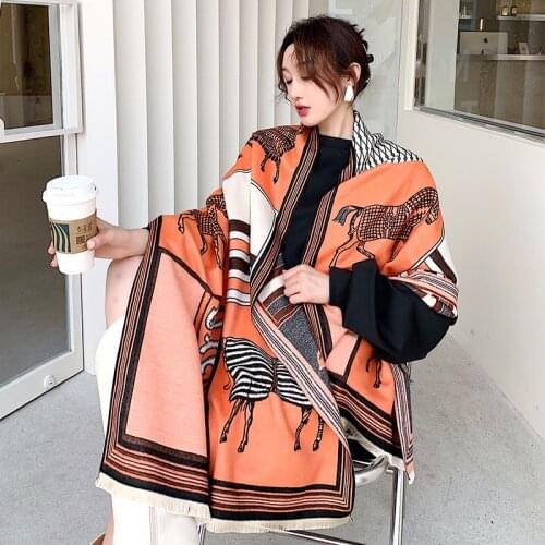 2021 Autumn and Winter Fashion Scarf Women Winter Wild Long Double-sided Imitation Cashmere Thick Warm Shawl Scarf