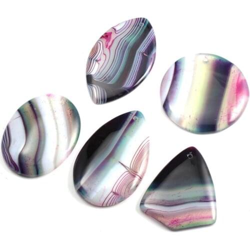 Natural Stone Pendant Round shape Necklace Pendant High Quality Stone Making for Women Jewelry Necklace Reiki Healing Gift 5pcs