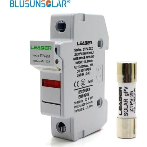 12pcs/lot Solar PV Fuse Holders suitable for 10*38mm PV fuse Fuse Link with LED Indicator light for solar system protection
