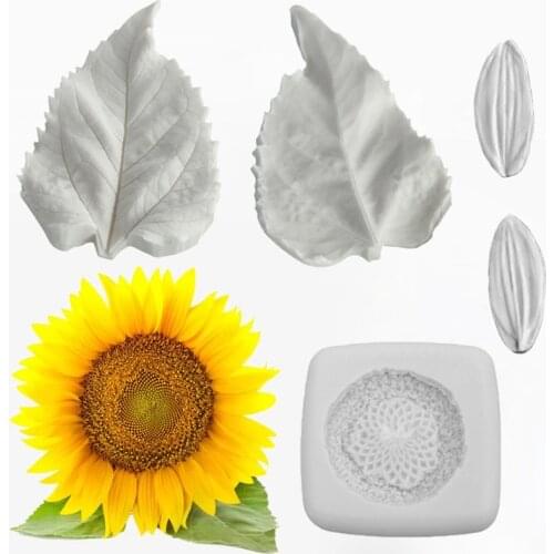 Sunflower & leaves Silicone Mold Fondant Mould Cake Decorating Tools Chocolate Gumpaste Molds, Sugarcraft, Kitchen Gadget