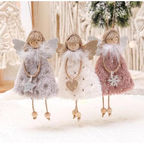 Hanging Pendant Cute Delicate Fabric Cartoon Angle Girl Plush Doll Toy Ornament for Bedroom Decoration Christmas Utenciles