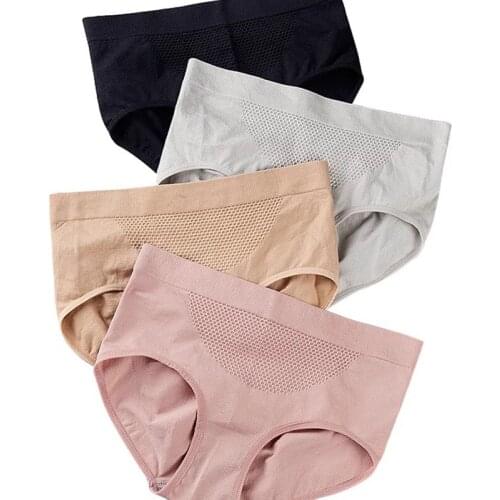 Sexy underwear women crotch cotton panties middle-waist plus size underpants warm the uterus