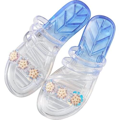Women Casual Slippers 2021 Summer Girls Flower Flats Slides Lady Nop-slip Jelly Sandals Female Fashion Comfy Flip Flop Mules