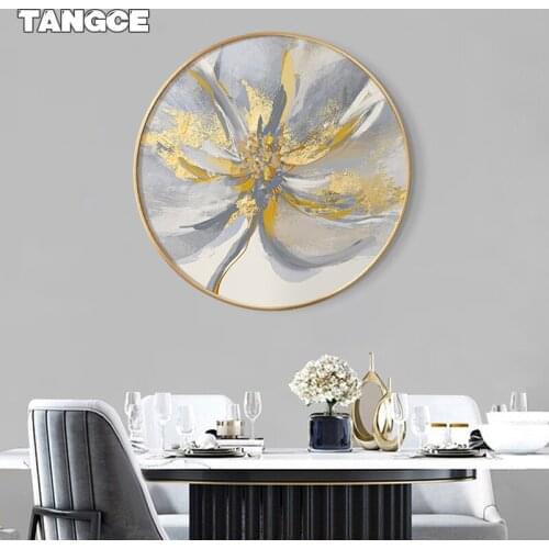 Scandinavian Gold Foil Abstract Wall Art Poster Nordic Flower Decorative Paintings Prints Home Decor Pictures for Living Room